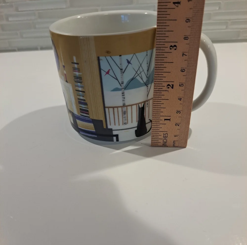 West Elm Sam Kalda Cat & Dog Wrap Around House Scene Coffee Mug With Handle
